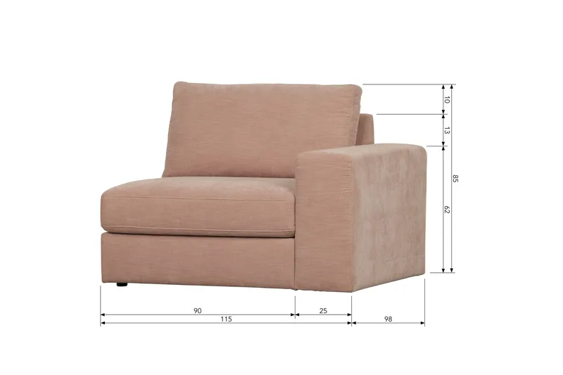 Kielstra Högermodul - Rosa - Möbler - Soffa - Modulsoffor - Övriga moduler till modulsoffa