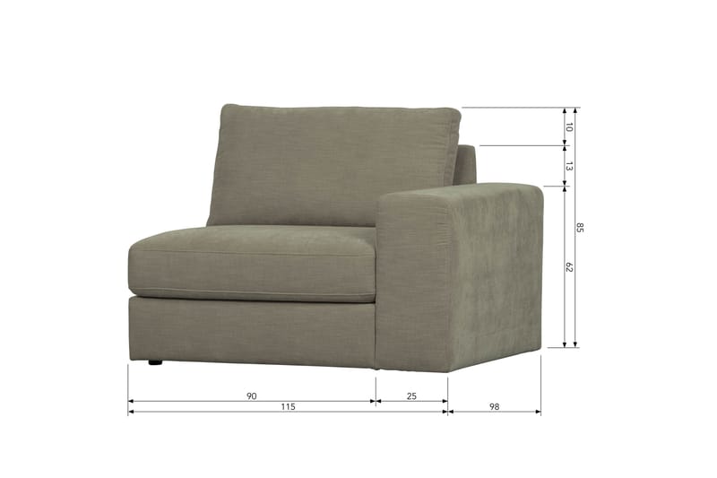 Kielstra Högermodul - Varmgrå - Möbler - Soffa - Modulsoffor - Övriga moduler till modulsoffa