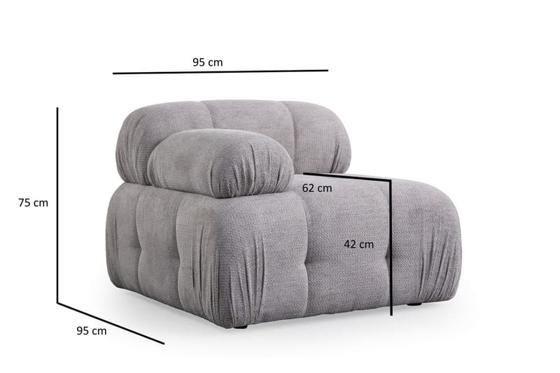 Belgin Högermodul / Fåtölj 95 cm med fasta armstöd - Ljusgrå - Möbler - Soffa - Modulsoffor - Övriga moduler till modulsoffa