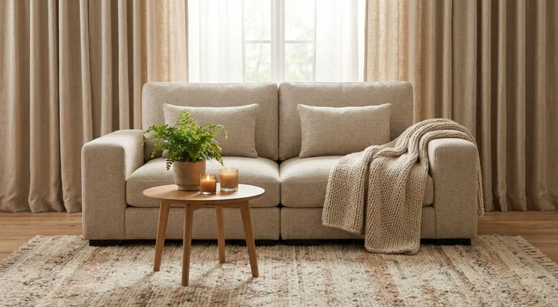 Dubai 2-sits soffa Extra Djup i Chenille - Beige - Möbler - Soffa - Modulsoffor - Komplett modulsoffa