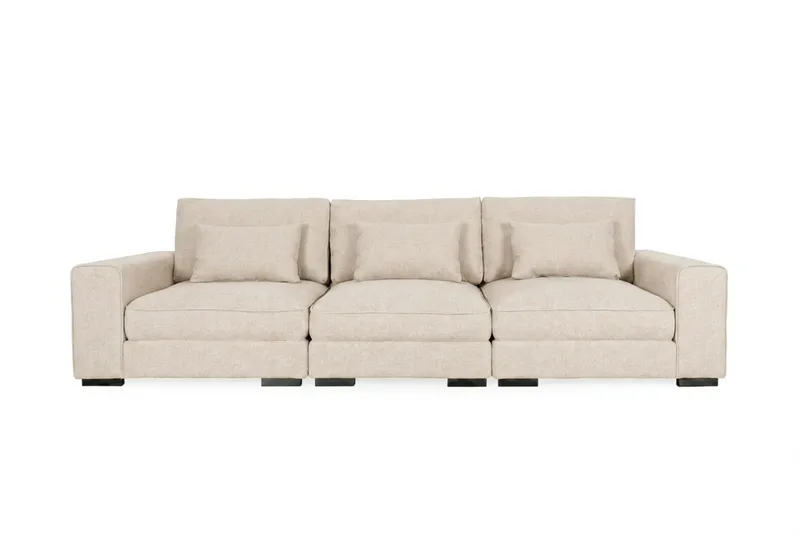 Dubai 3-sits soffa Extra Djup i Chenille - Beige - Möbler - Soffa - Modulsoffor - Komplett modulsoffa