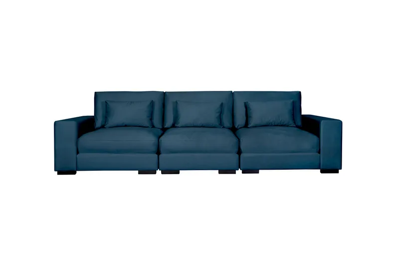 Dubai 3-sits soffa sammet Extra Djup - Blå - Möbler - Soffa - Modulsoffor - Komplett modulsoffa