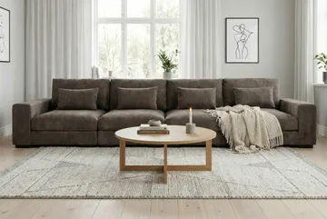 Dubai 4-sits soffa Extra Djup i Chenille - Mörkbrun - Möbler - Soffa - Modulsoffor - Komplett modulsoffa