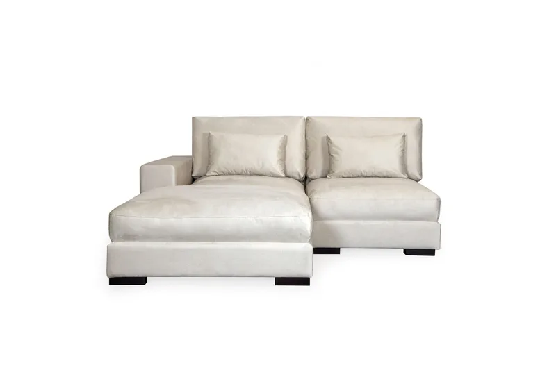 Dubai Divansoffa Vänster Sammet Extra Djup - Vit - Möbler - Soffa - Modulsoffor - Komplett modulsoffa