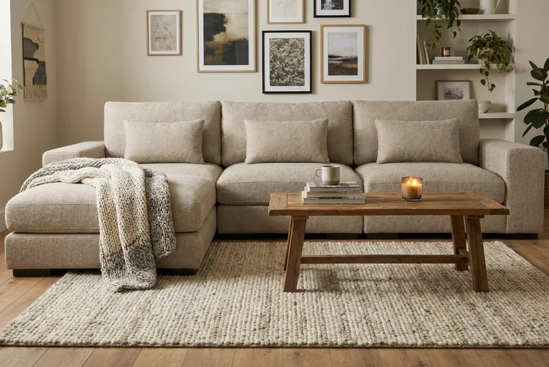 Dubai Extra djup 4-sits Modulsoffa med divan höger i tyg vändbar Extra Djup - Brun - Möbler - Soffa - Modulsoffor - Komplett modulsoffa