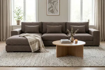 Dubai Extra djup 4-sits Modulsoffa med divan höger i tyg vändbar Extra Djup - Mörkbrun - Möbler - Soffa - Modulsoffor - Komplett modulsoffa