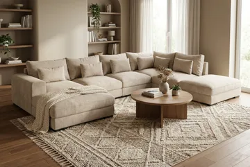 Dubai Hörnmodul i Chenille Extra Djup - Beige - Möbler - Soffa - Modulsoffor - Hörnmodul