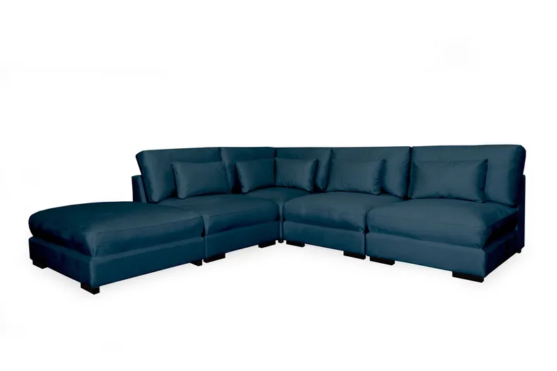 Dubai Schäslongsoffa Höger Sammet Extra Djup - Blå - Möbler - Soffa - Modulsoffor - Komplett modulsoffa