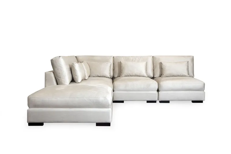 Dubai Schäslongsoffa Höger Sammet Extra Djup - Vit - Möbler - Soffa - Modulsoffor - Komplett modulsoffa