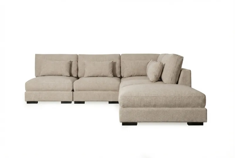 Dubai Schäslongsoffa Vänster Extra Djup i Chenille - Beige - Möbler - Soffa - Modulsoffor - Komplett modulsoffa