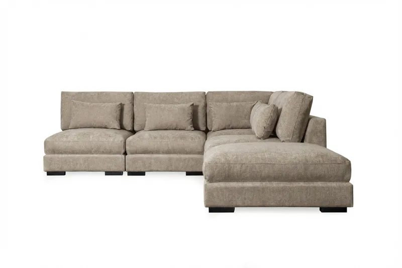 Dubai Schäslongsoffa Vänster Extra Djup i Chenille - Brun - Möbler - Soffa - Modulsoffor - Komplett modulsoffa