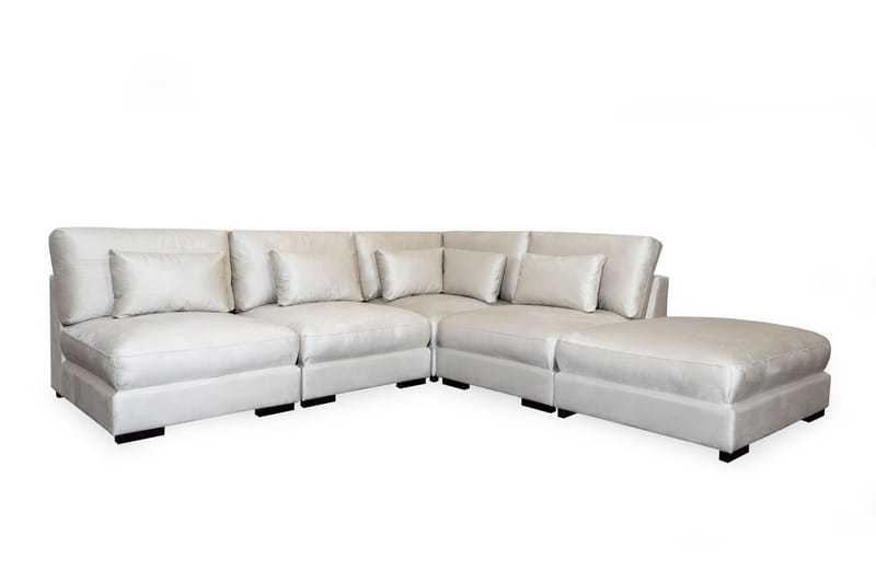 Dubai Schäslongsoffa Vänster Sammet - Vit - Möbler - Soffa - Modulsoffor - Komplett modulsoffa