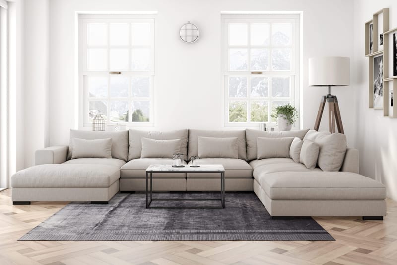 Dubai Stor U-modulsoffa med Divan Vänster 432 cm Extra Djup - Beige - Möbler - Soffa - Modulsoffor - Komplett modulsoffa