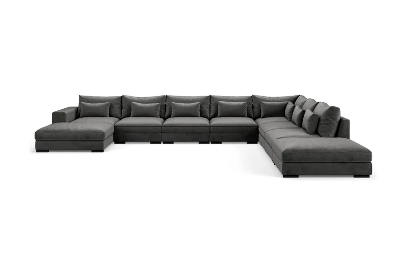 Dubai Stor U-modulsoffa med Divan Vänster Sammet 527 cm Extra Djup, Mörkgrå