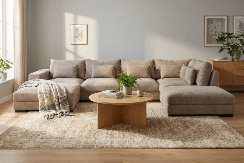 Dubai Stor U Soffa modul med Divan Vänster Extra Djup i Chenille - Brun - Möbler - Soffa - Modulsoffor - Komplett modulsoffa