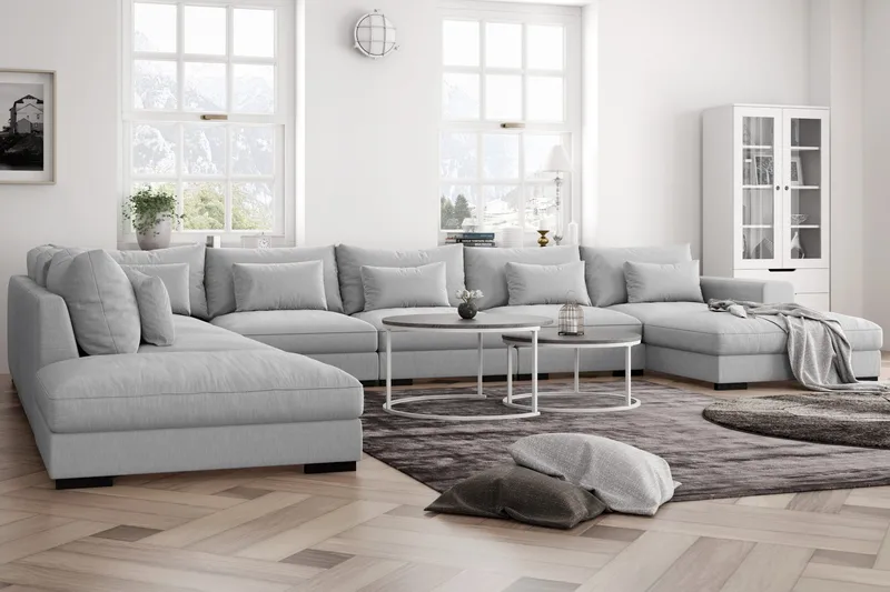 Dubai U-modulsoffa Large med Divan Höger Extra Djup - Ljusgrå - Möbler - Soffa - Modulsoffor - Komplett modulsoffa