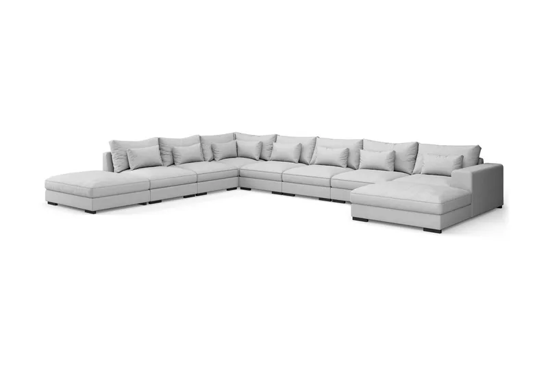 Dubai U-modulsoffa Large med Divan Höger Extra Djup - Ljusgrå - Möbler - Soffa - Modulsoffor - Komplett modulsoffa