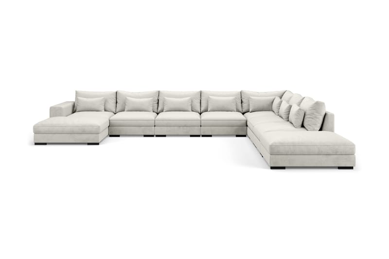 Dubai U-modulsoffa Large med Divan Vänster Sammet Extra Djup - Vit - Möbler - Soffa - Modulsoffor - Komplett modulsoffa