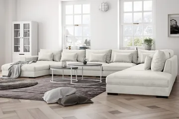 Dubai U-modulsoffa Large med Divan Vänster Sammet Extra Djup - Vit - Möbler - Soffa - Modulsoffor - Komplett modulsoffa