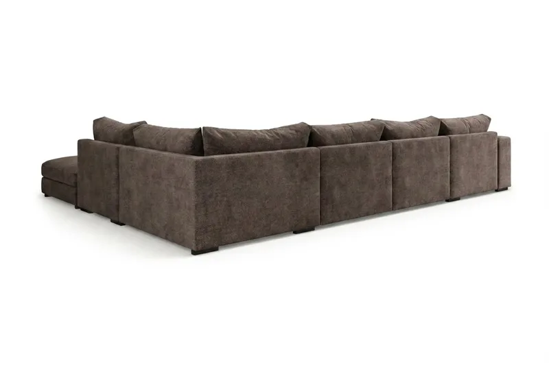 Dubai U-modulsoffa med Divan Höger Extra Djup i Chenille - Mörkbrun - Möbler - Soffa - Modulsoffor - Komplett modulsoffa