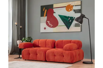 Belgin Bubblig divansoffa 2-sits med utfällbara armstöd och ryggstöd - Röd Manchester - Möbler - Soffa - Modulsoffor - Komplett modulsoffa