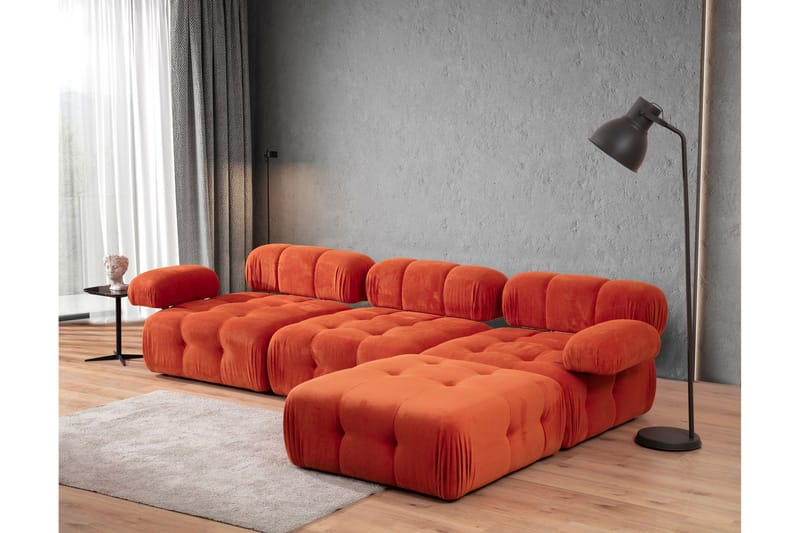 Belgin Bubblig Divansoffa 3-sits med utfällbara armstöd och ryggstöd - Röd - Möbler - Soffa - Modulsoffor - Komplett modulsoffa