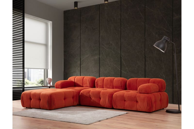 Belgin Bubblig Divansoffa 3-sits med utfällbara armstöd och ryggstöd - Röd - Möbler - Soffa - Modulsoffor - Komplett modulsoffa