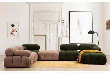 Belgin Mittmodul / Fåtölj 95 cm med fast ryggstöd och repdetaljer - Grön - Möbler - Soffa - Modulsoffor - Mittmodul
