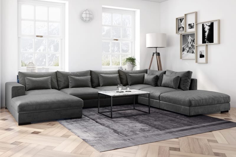Dubai Mittmodul Sammet Extra Djup - Mörkgrå - Möbler - Soffa - Modulsoffor - Mittmodul