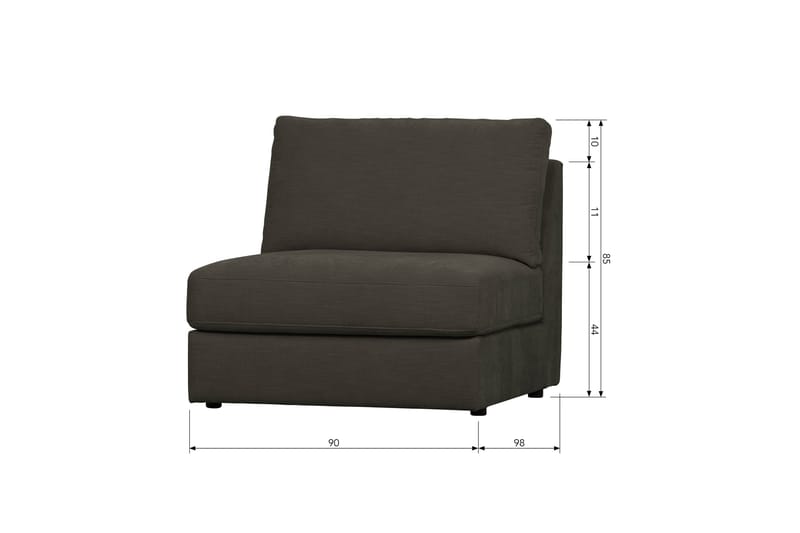 Kielstra Mittmodul - Antracit - Möbler - Soffa - Modulsoffor - Mittmodul