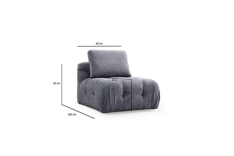 Yvara Mittmodul 90 cm - Grå - Möbler - Soffa - Modulsoffor - Mittmodul