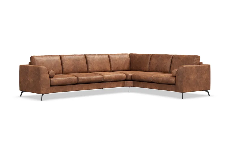 Ocean Lyx 5-sits Vändbar L-formad Hörnsoffa i Konstläder - Brun - Möbler - Soffa - Skinnsoffor