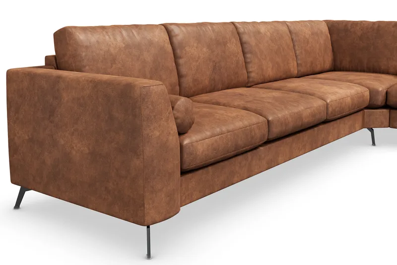 Ocean Lyx 5-sits Vändbar L-formad Hörnsoffa i Konstläder - Brun - Möbler - Soffa - Skinnsoffor