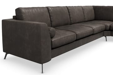Ocean Lyx 5-sits Vändbar L-formad Hörnsoffa i Konstläder - Mörkgrå - Möbler - Soffa - Skinnsoffor