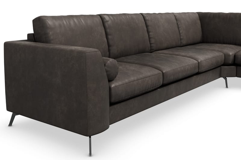 Ocean Lyx 5-sits Vändbar L-formad Hörnsoffa i Konstläder - Mörkgrå - Möbler - Soffa - Skinnsoffor