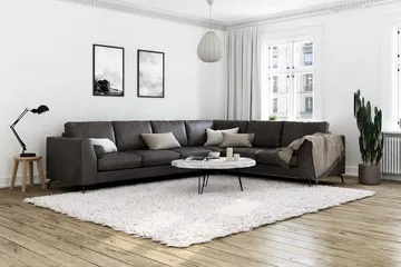 Ocean Lyx 5-sits Vändbar L-formad Hörnsoffa i Konstläder - Mörkgrå - Möbler - Soffa - Skinnsoffor