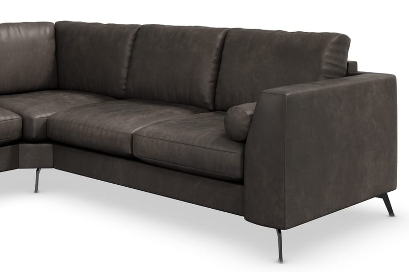 Ocean Lyx 5-sits Vändbar L-formad Hörnsoffa i Konstläder - Mörkgrå - Möbler - Soffa - Skinnsoffor