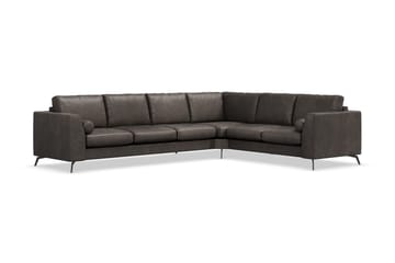 Ocean Lyx 5-sits Vändbar L-formad Hörnsoffa i Konstläder - Mörkgrå - Möbler - Soffa - Skinnsoffor