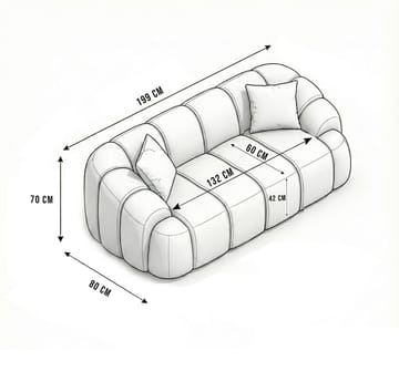 Octavio 2-sitssoffa 199x70x80 cm - Brun - Möbler - Soffa - 2 sits soffa