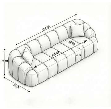 Octavio 4-sitssoffa 268x70x80 cm - Brun - Möbler - Soffa - 4 sits soffa