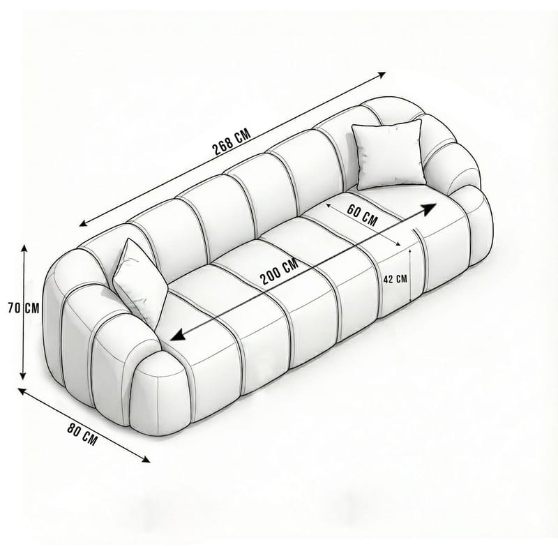 Octavio 4-sitssoffa 268x70x80 cm - Brun - Möbler - Soffa - 4 sits soffa