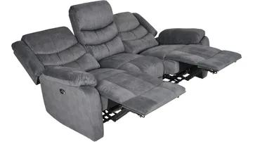 Olvani 3-sits Reclinersoffa i tyg elektrisk - Grå - Möbler - Soffa - 3 sits soffa