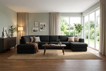 Optus 6-sits U-soffa med Divan och schäslong höger - Svart - Möbler - Soffa - U-soffa