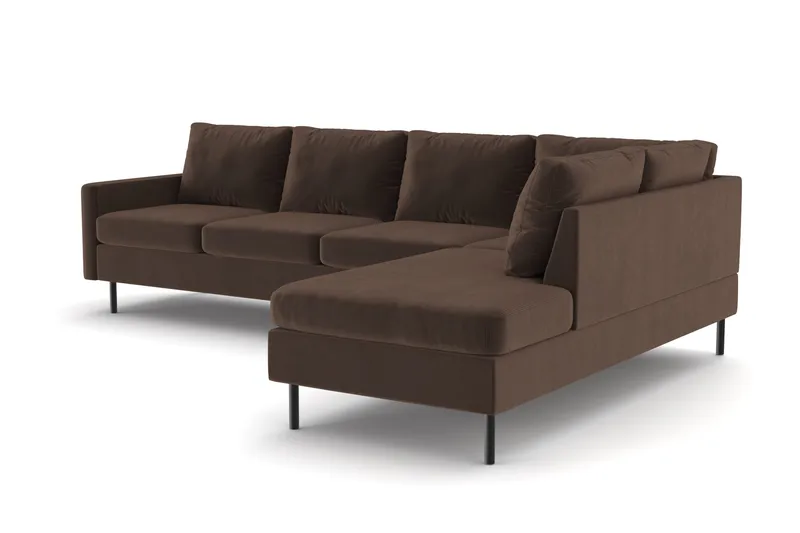Peppe 4-sits Högervänd L-formad Schäslongsoffa i Manchester - Brun - Möbler - Soffa - Divansoffor & schäslongsoffa