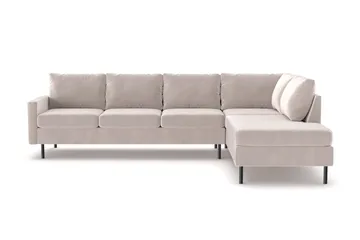 Peppe 4-sits Högervänd L-formad Schäslongsoffa i Sammet - Beige - Möbler - Soffa - Divansoffor & schäslongsoffa