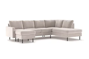 Peppe 4-sits Högervänd U-formad Soffa med Divan och Schäslong i Manchester - Beige - Möbler - Soffa - U-soffa