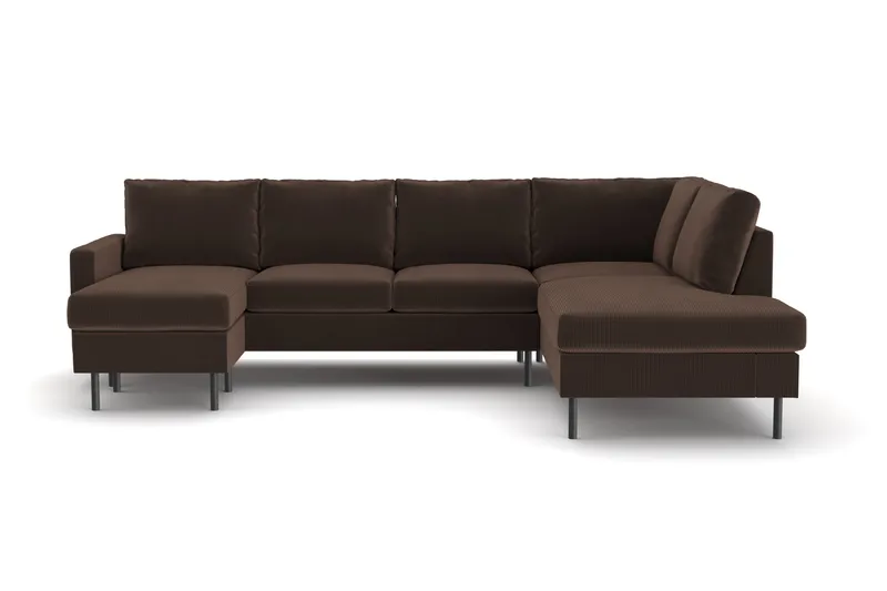 Peppe 4-sits Högervänd U-formad Soffa med Divan och Schäslong i Manchester, Brun