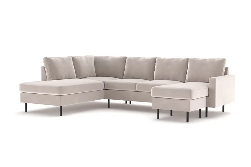 Peppe 4-sits Vänstervänd U-formad Soffa med Divan och Schäslong i Manchester - Beige - Möbler - Soffa - U-soffa