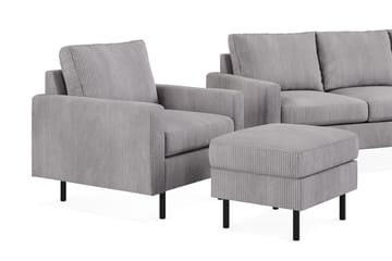 Peppe Soffgrupp 3-sits Soffa + Fåtölj + Fotpall i Manchester - Grå - Möbler - Soffa - Soffgrupp