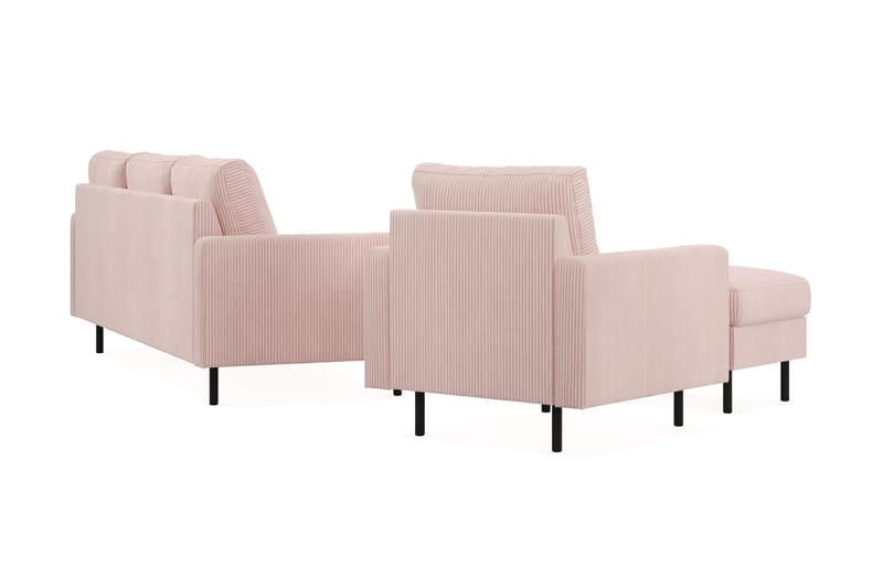 Peppe Soffgrupp 3-sits Soffa + Fåtölj + Fotpall i Manchester - Rosa - Möbler - Soffa - Soffgrupp